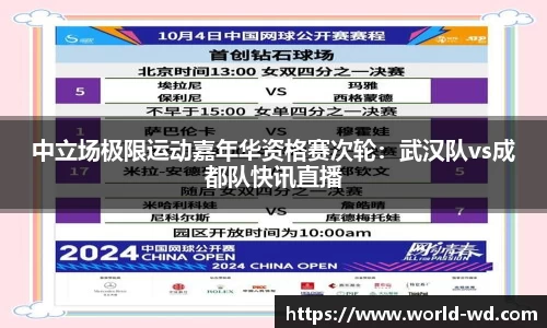 中立场极限运动嘉年华资格赛次轮：武汉队vs成都队快讯直播